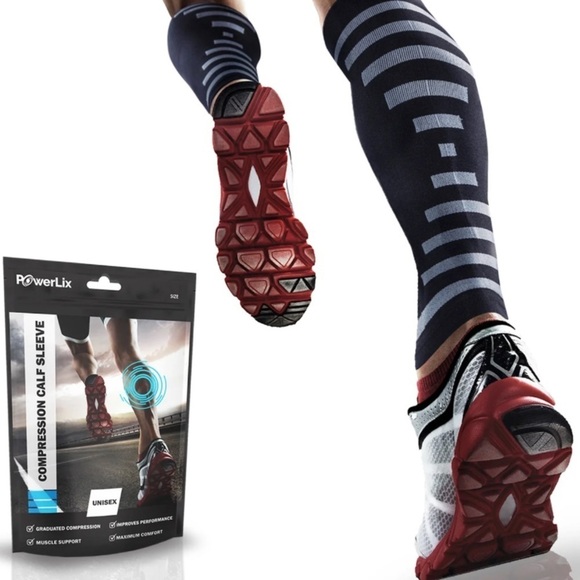 Compression sleeve for calves NEW muscle support calf unisex PowerLix one pair - Picture 2 of 5